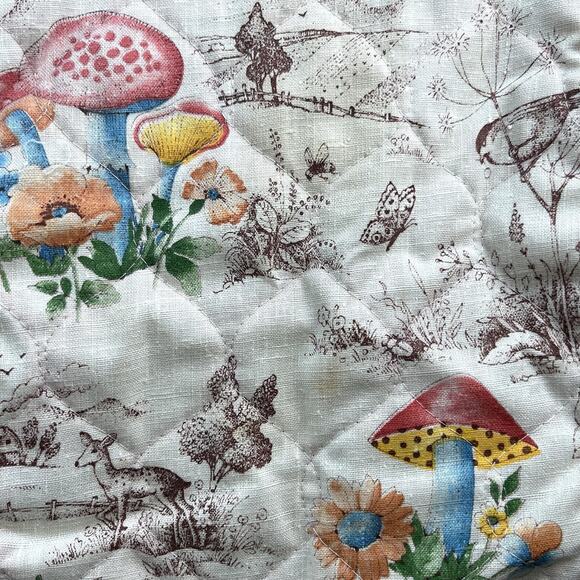 Set of 4 VTG 60s 70s Mushrooms Floral Toile Toaster Cover 2 Placemats 1 Hot Pad - Picture 9 of 16